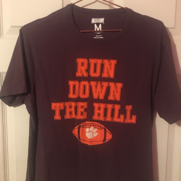 Clemson Tigers Football “Run Down The Hill” Purple T-Shirt Mens Medium M - Picture 5 of 13